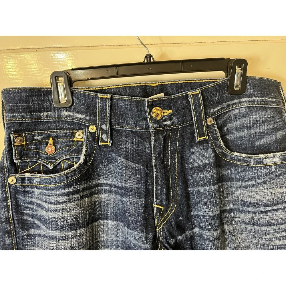 True Religion Jeans Mens 33 Ricky Straight VINTAGE Shallowmaker Skull MAD859F83